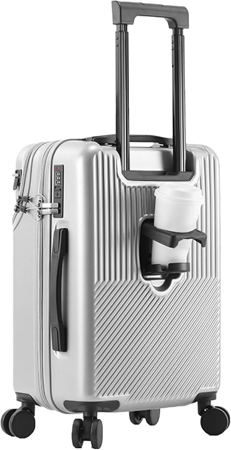 Hardside Luggage, Stylish Textured Line Suitcase, with Spinner Wheels, Expandable Luggage 24