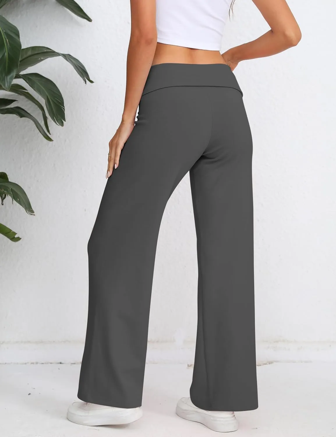 HeSaYep Women's Wide Leg Sweatpants Workout Lounge Pants Fold Over Low Rise Yoga Pants