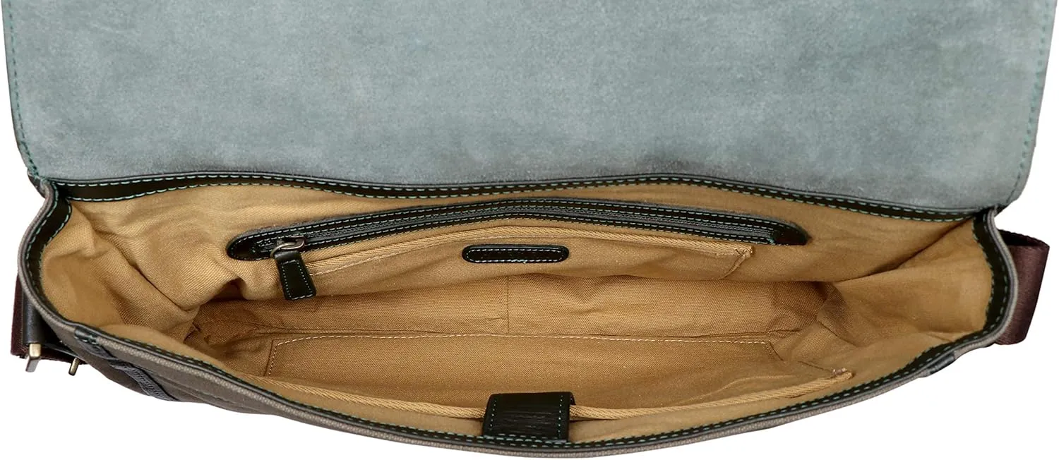 Hidesign Aiden Genuine Leather 15 Inch Laptop Shoulder Messenger Business Bag for Men & Women (Olive Green)