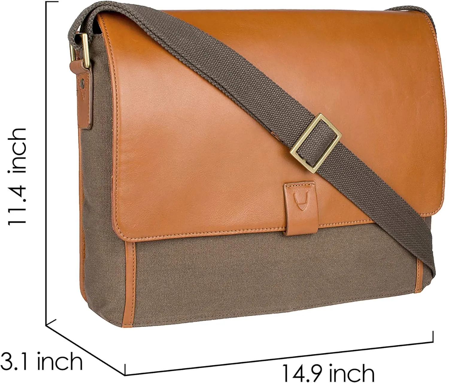 Hidesign Aiden Genuine Leather 15 Inch Laptop Shoulder Messenger Business Bag for Men & Women, Tan