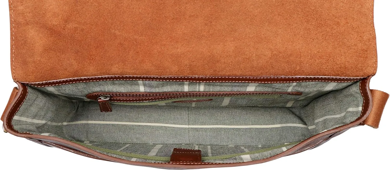 Hidesign Aiden Genuine Leather 15 Inch Laptop Shoulder Messenger Business Bag for Men & Women, Tan