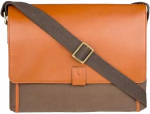 Hidesign Aiden Genuine Leather 15 Inch Laptop Shoulder Messenger Business Bag for Men & Women, Tan