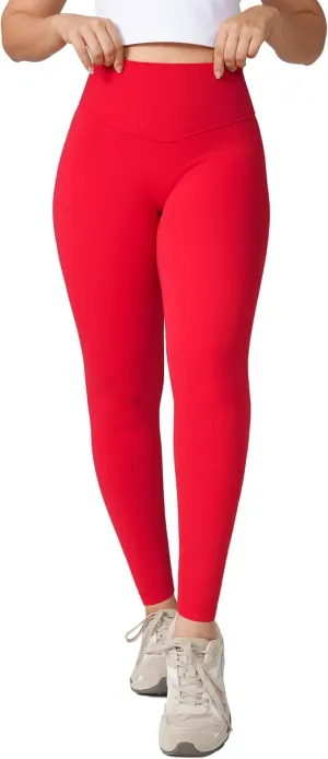 Hugcurve No Front Seam Full Length High Waisted Workout Leggings for Women Buttery Yoga Pants Athletic Tights - 28''