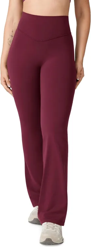Hugcurve No Front Seam High Waisted Flare Leggings for Women Bootcut Yoga Pants Buttery Soft Lounge Workout - 31''