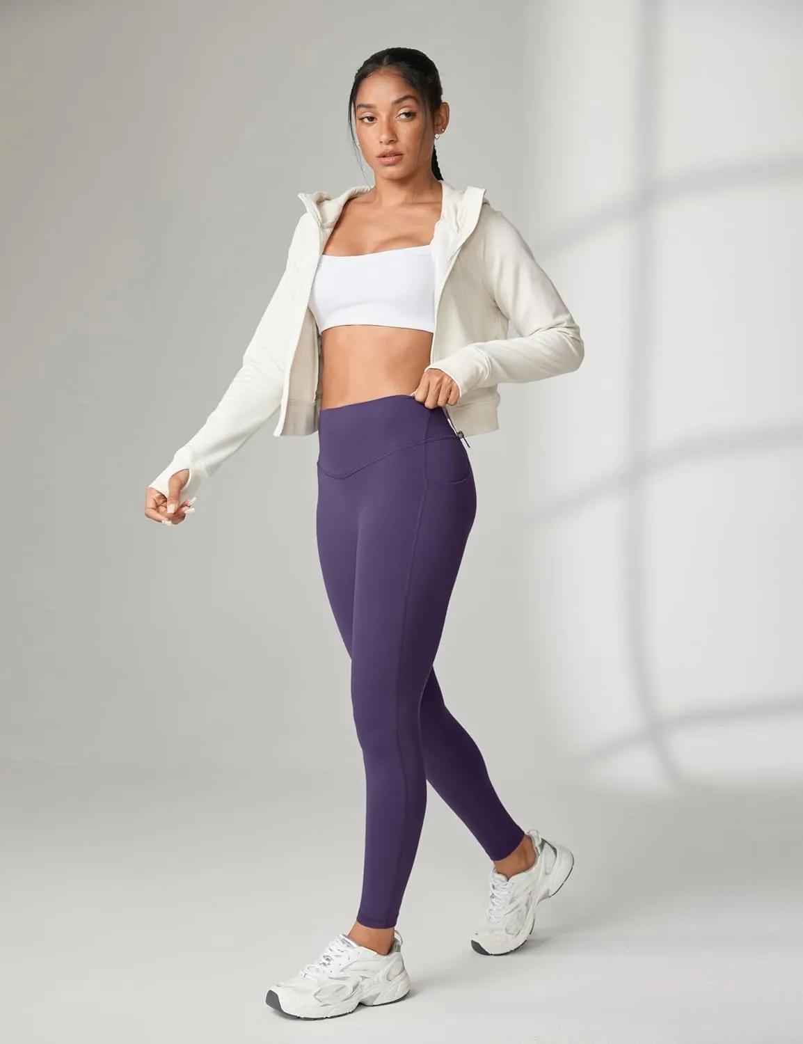 Hugcurve No Front Seam High Waisted Workout Leggings with Pockets for Women Buttery Soft Yoga Pants Gym Tights - 25''