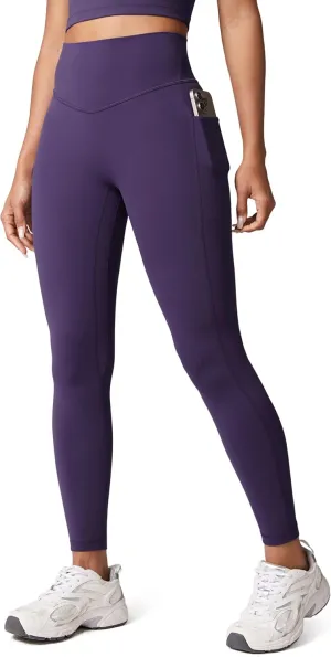 Hugcurve No Front Seam High Waisted Workout Leggings with Pockets for Women Buttery Soft Yoga Pants Gym Tights - 25''