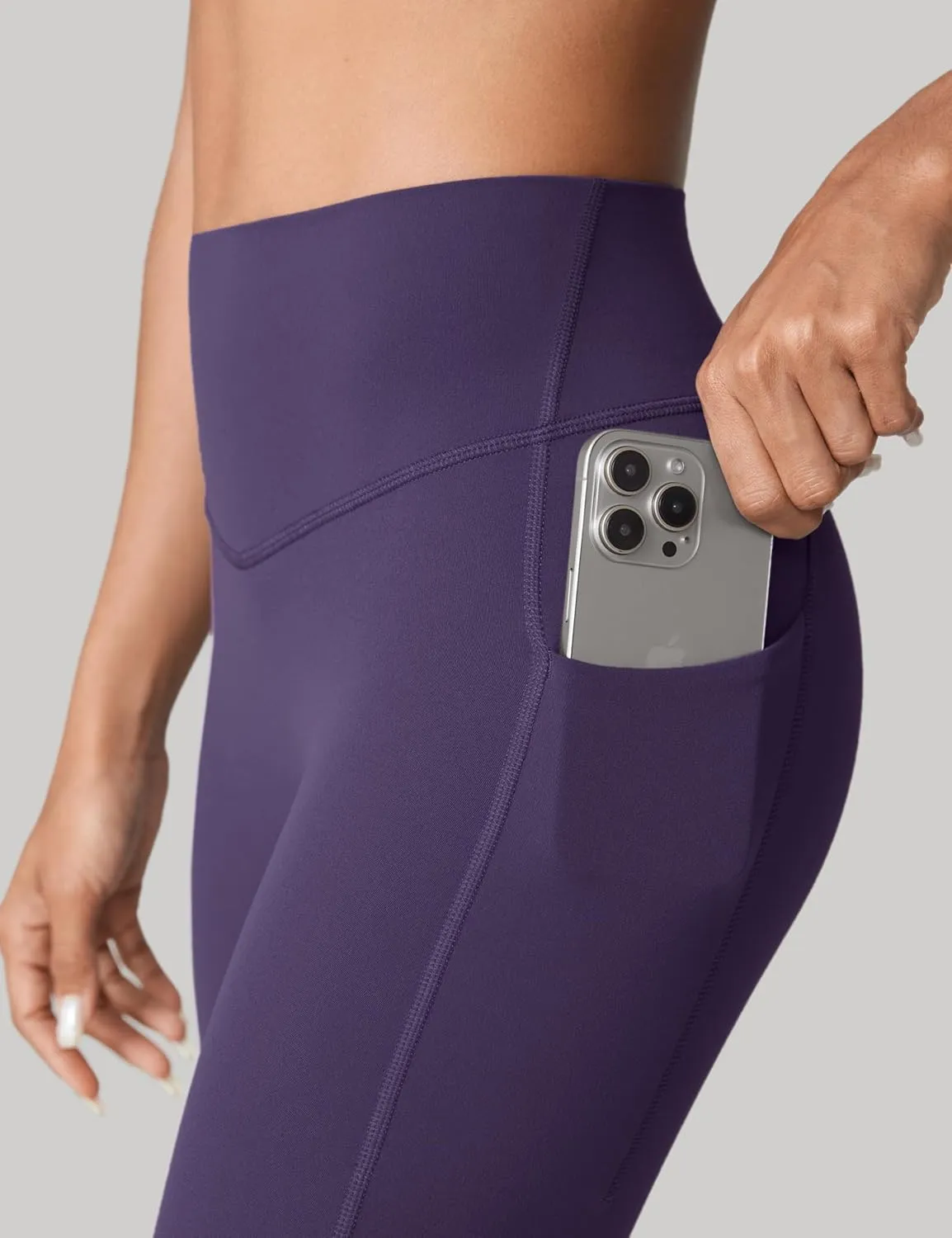 Hugcurve No Front Seam High Waisted Workout Leggings with Pockets for Women Buttery Soft Yoga Pants Gym Tights - 25''