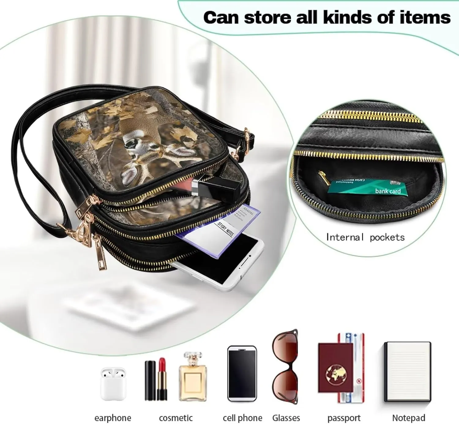HUGS IDEA Crossbody Bags for Women Trendy Leather Crossbody Purse with Adjustable Strap Shoulder Bag