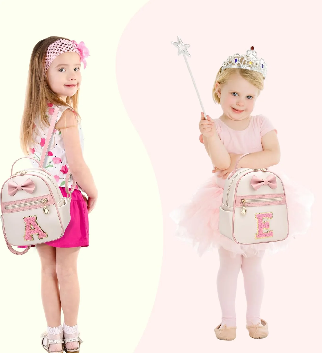 I IHAYNER Girls Initial Bowknot Small Leather Backpack Cute Mini Backpack Personalized Trendy Stuff Gifts for Women Pink-A