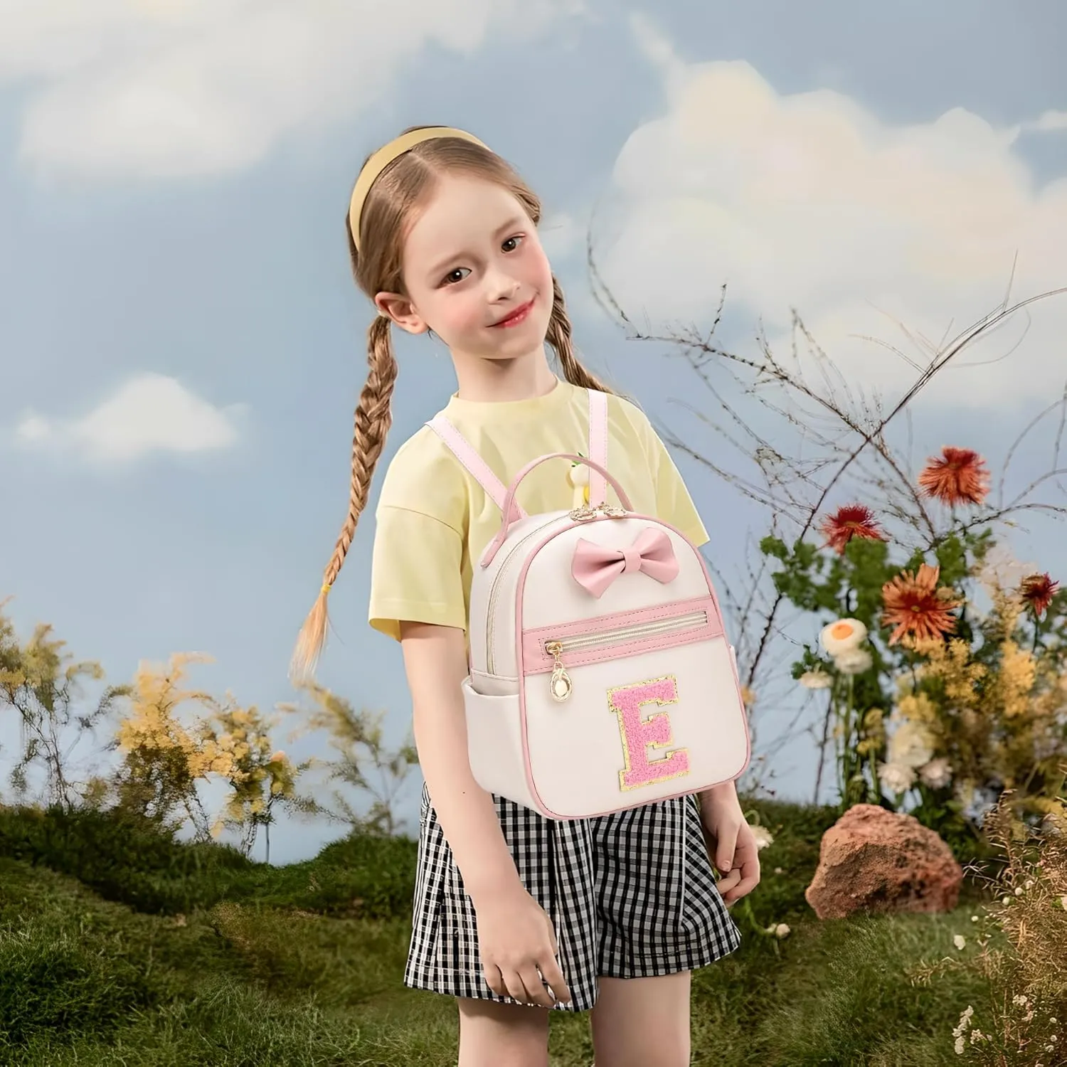 I IHAYNER Girls Initial Bowknot Small Leather Backpack Cute Mini Backpack Personalized Trendy Stuff Gifts for Women Pink-A