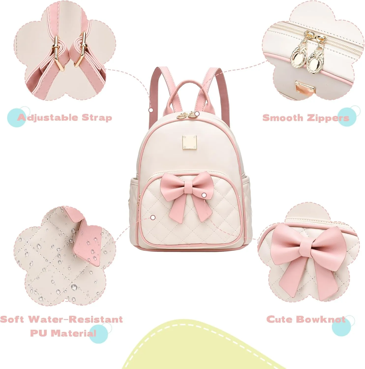 I IHAYNER Women Quilted Leather Backpack Small Bowknot Mini Backpack Purse for Girls Personalized Trendy Stuff Gifts for Kids Purple