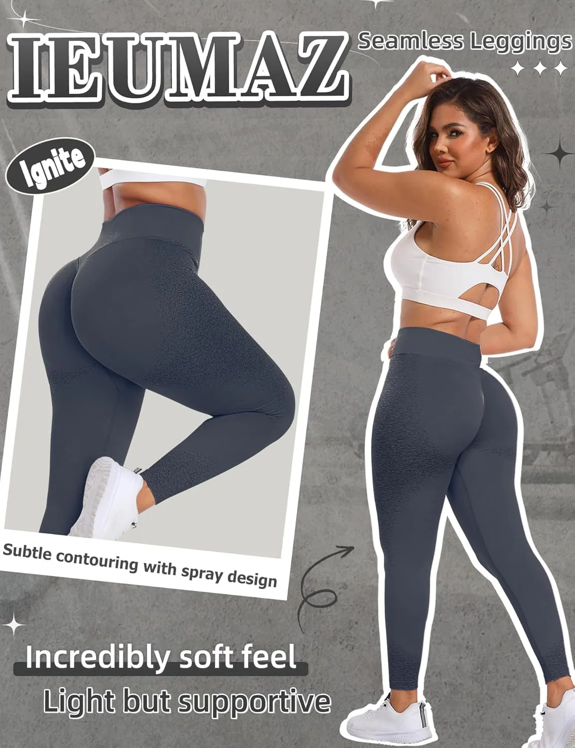 Ignite Scrunch Butt Lifting Leggings for Women Gym Workout Seamless Leggings Tummy Control Yoga Pants