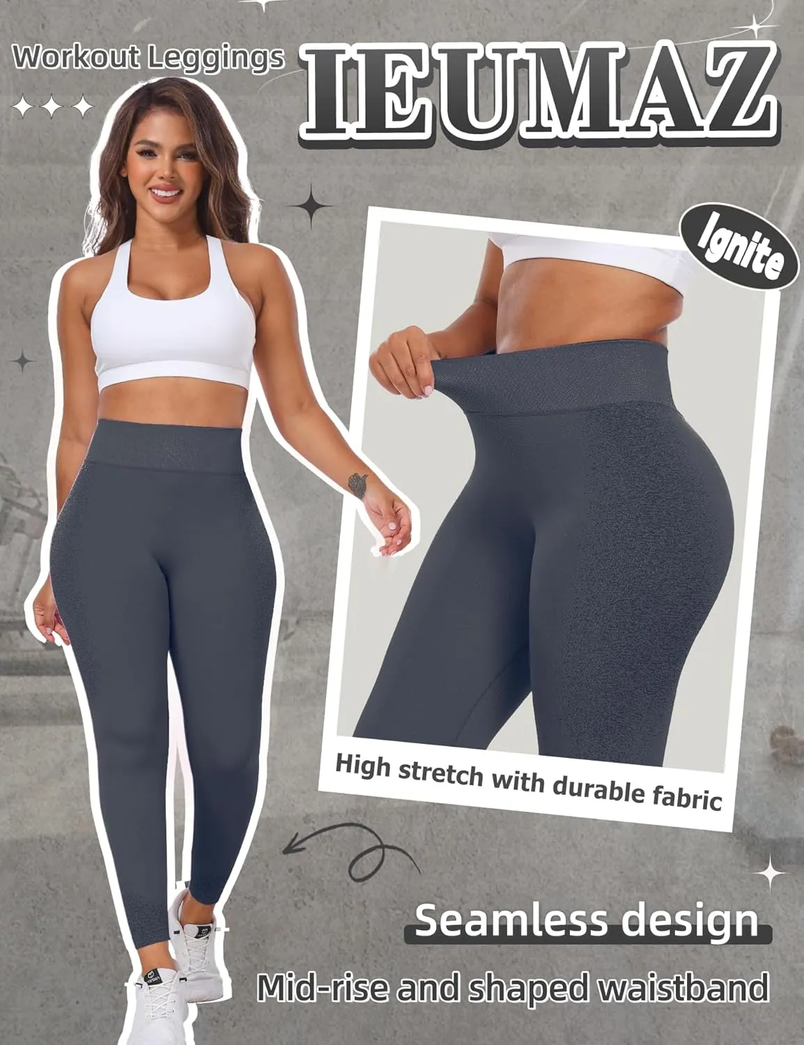 Ignite Scrunch Butt Lifting Leggings for Women Gym Workout Seamless Leggings Tummy Control Yoga Pants