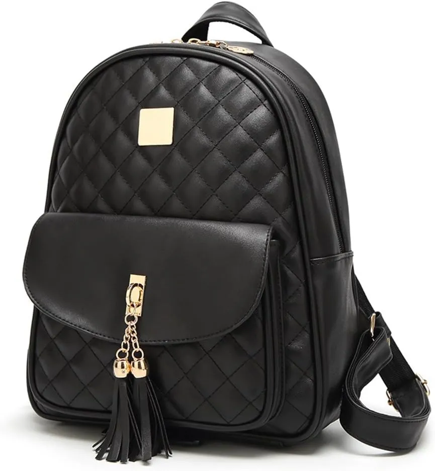 IHAYNER Women's Simple Design Quilted Mini Backpack - 3Pcs Leather Backpack Purse for Women