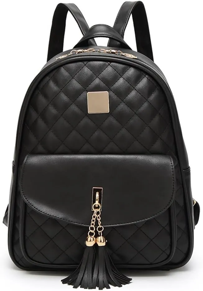 IHAYNER Women's Simple Design Quilted Mini Backpack - 3Pcs Leather Backpack Purse for Women
