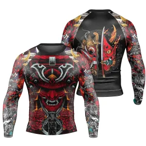 Japanese Red Demon Samurai Long Sleeve Rash Guard