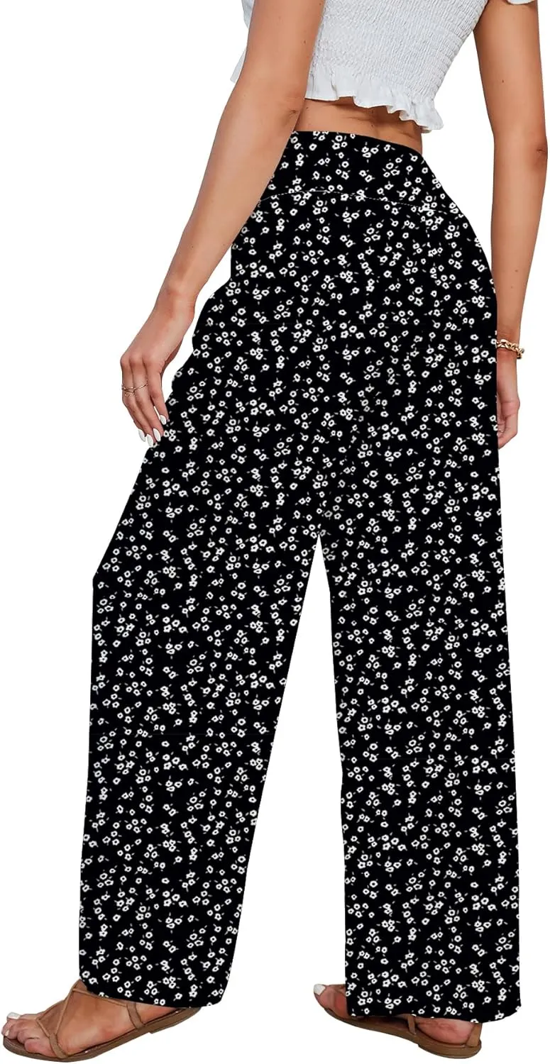 JASPAL Women Casual High Waisted Palazzo Pants Wide Leg Long Lounge Trendy Trousers with Pocket