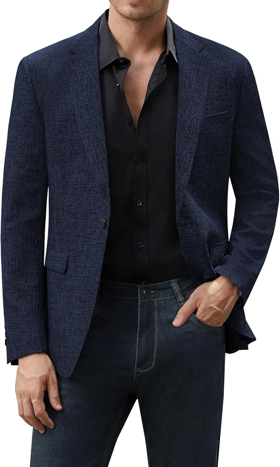 J.VER Mens Casual Blazer Sport Coat One Button Business Stylish Suit Jacket
