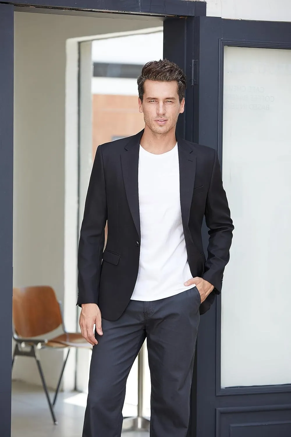 J.VER Mens Casual Blazer Sport Coat One Button Business Stylish Suit Jacket