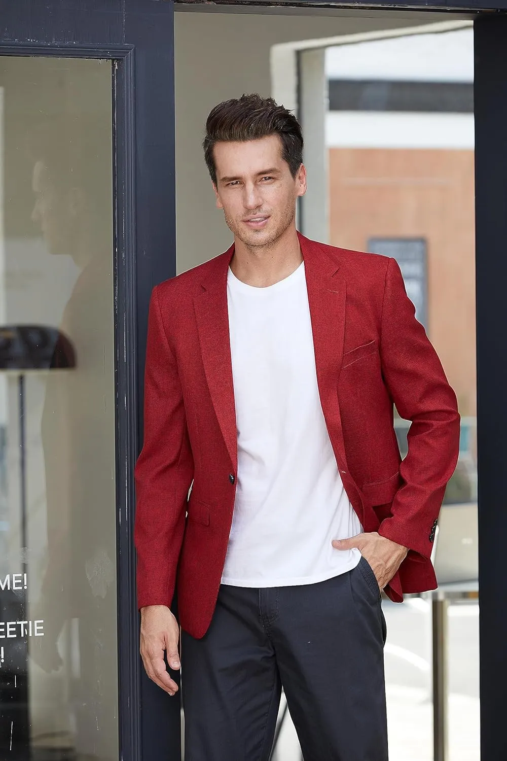 J.VER Mens Casual Blazer Sport Coat One Button Business Stylish Suit Jacket