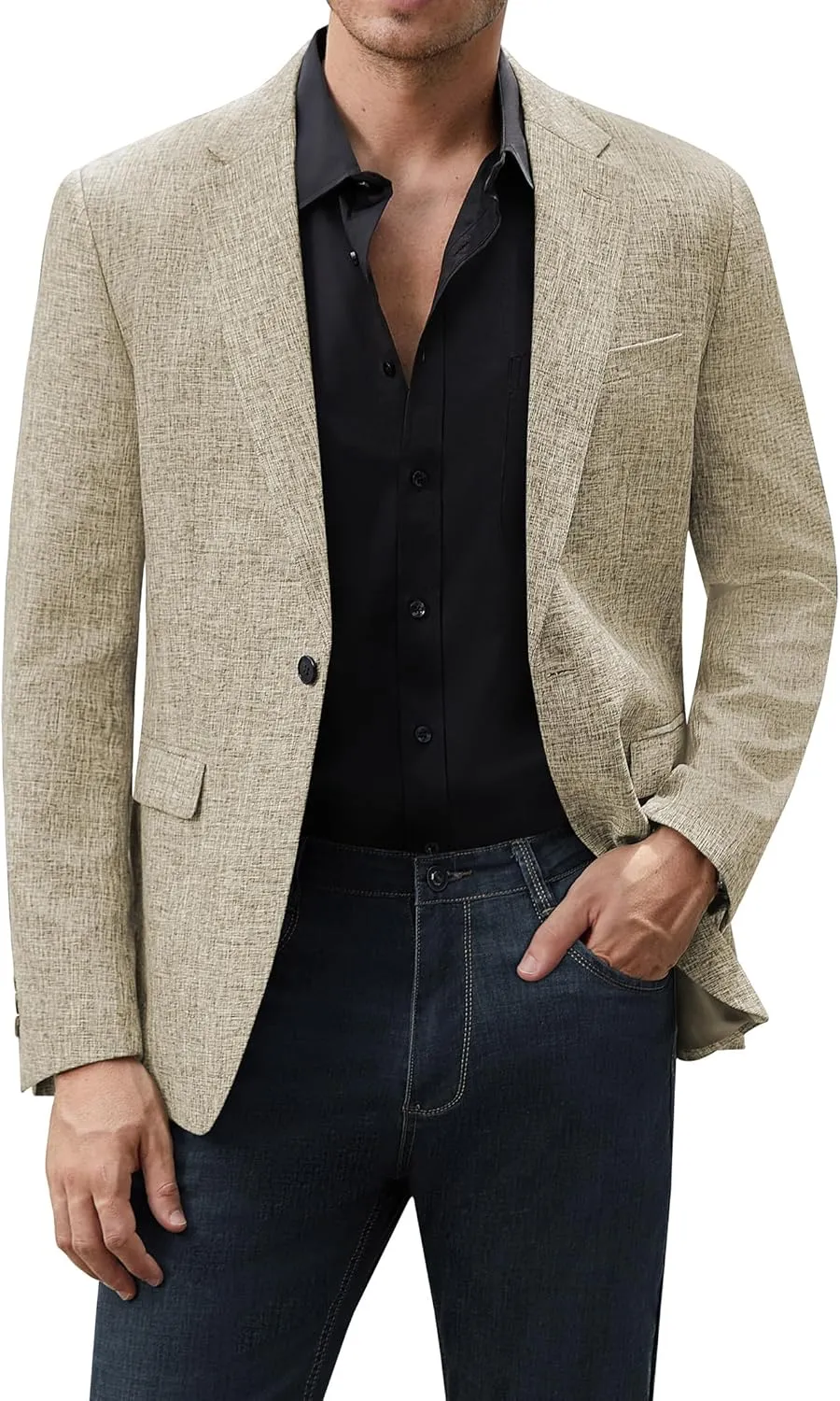 J.VER Mens Casual Blazer Sport Coat One Button Business Stylish Suit Jacket