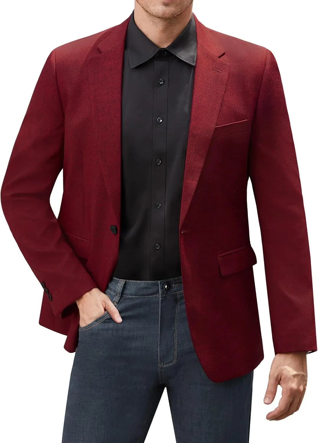 J.VER Mens Casual Blazer Sport Coat One Button Business Stylish Suit Jacket