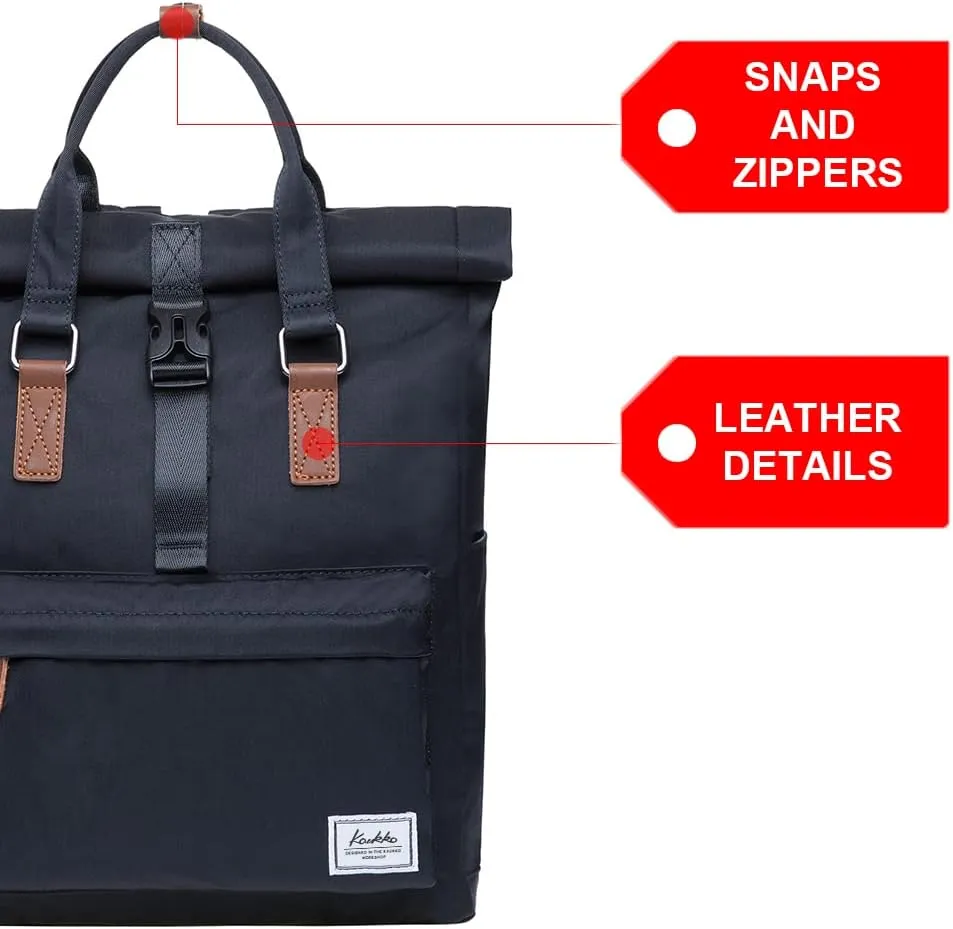 KAUKKO Stylish Oxford Fabric Backpack Travel Rucksack lightweight Hiking Bag Satchel (47black)