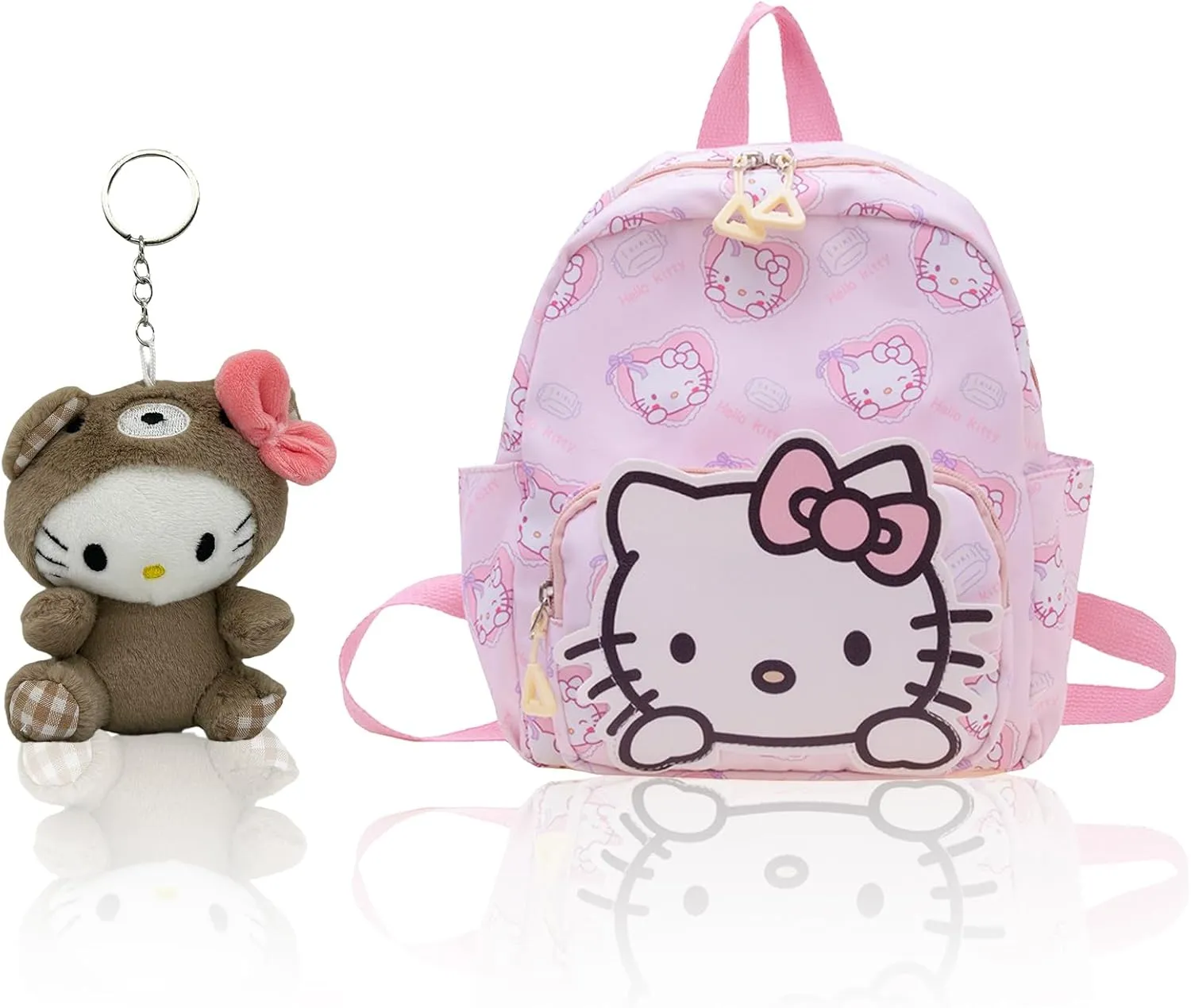 Kawaii Kitty Backpack for Teens Women, Cute Cartoon Nylon Mini Backpack Purse Shoulder Bag Bookbag Travel Daypack