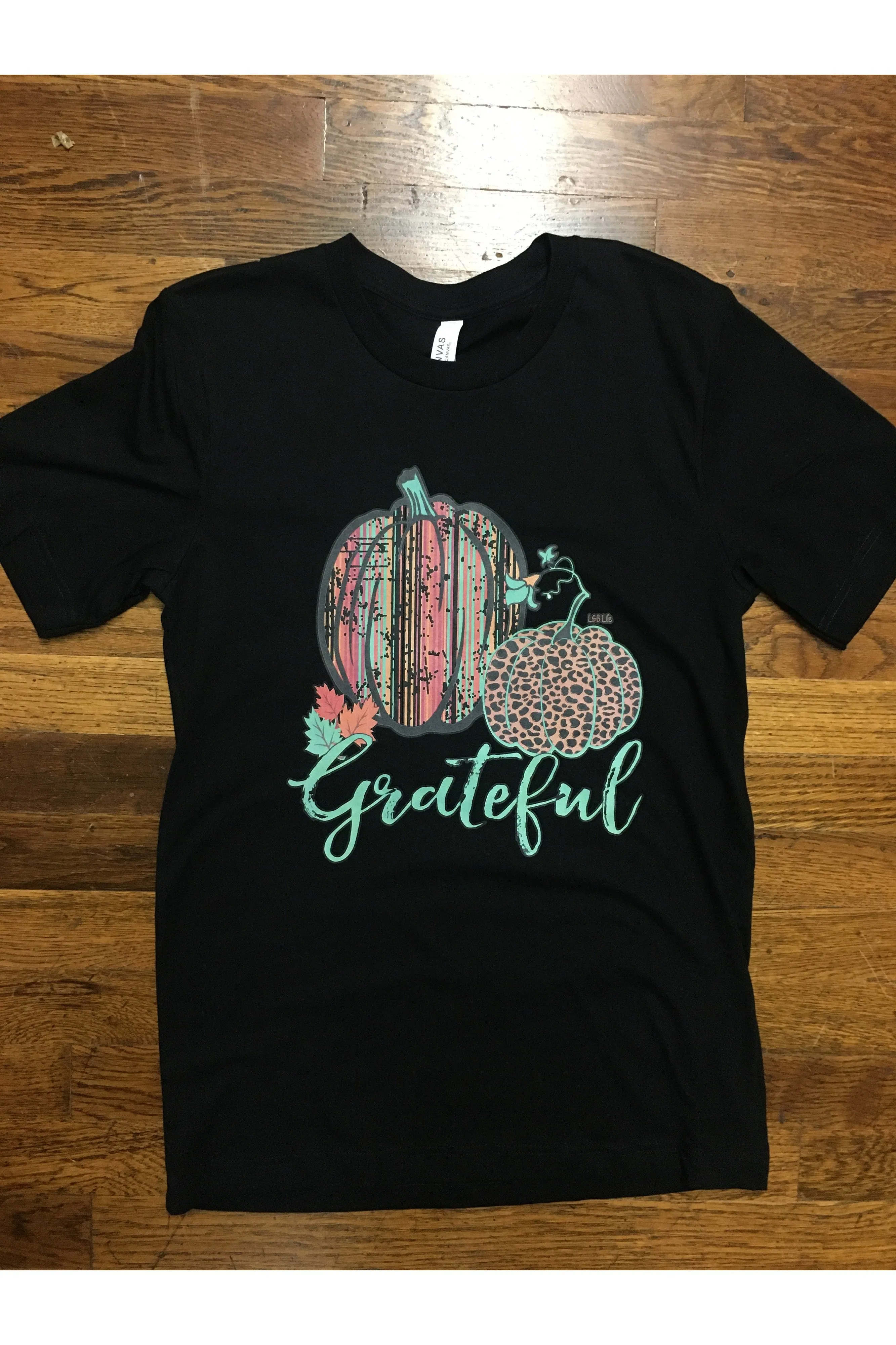 L And B Tees Black Grateful Pumpkin Tee