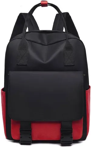 Ladies Large Capacity Textbook Laptop Computer Backpack Simple Design Multifunctional Organizer Bag (Red)