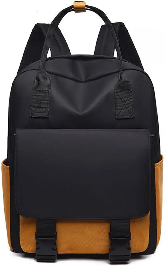 Ladies Large Capacity Textbook Laptop Computer Backpack Simple Design Multifunctional Organizer Bag (Yellow)