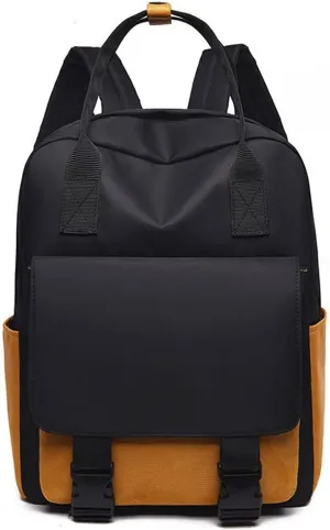 Ladies Large Capacity Textbook Laptop Computer Backpack Simple Design Multifunctional Organizer Bag (Yellow)