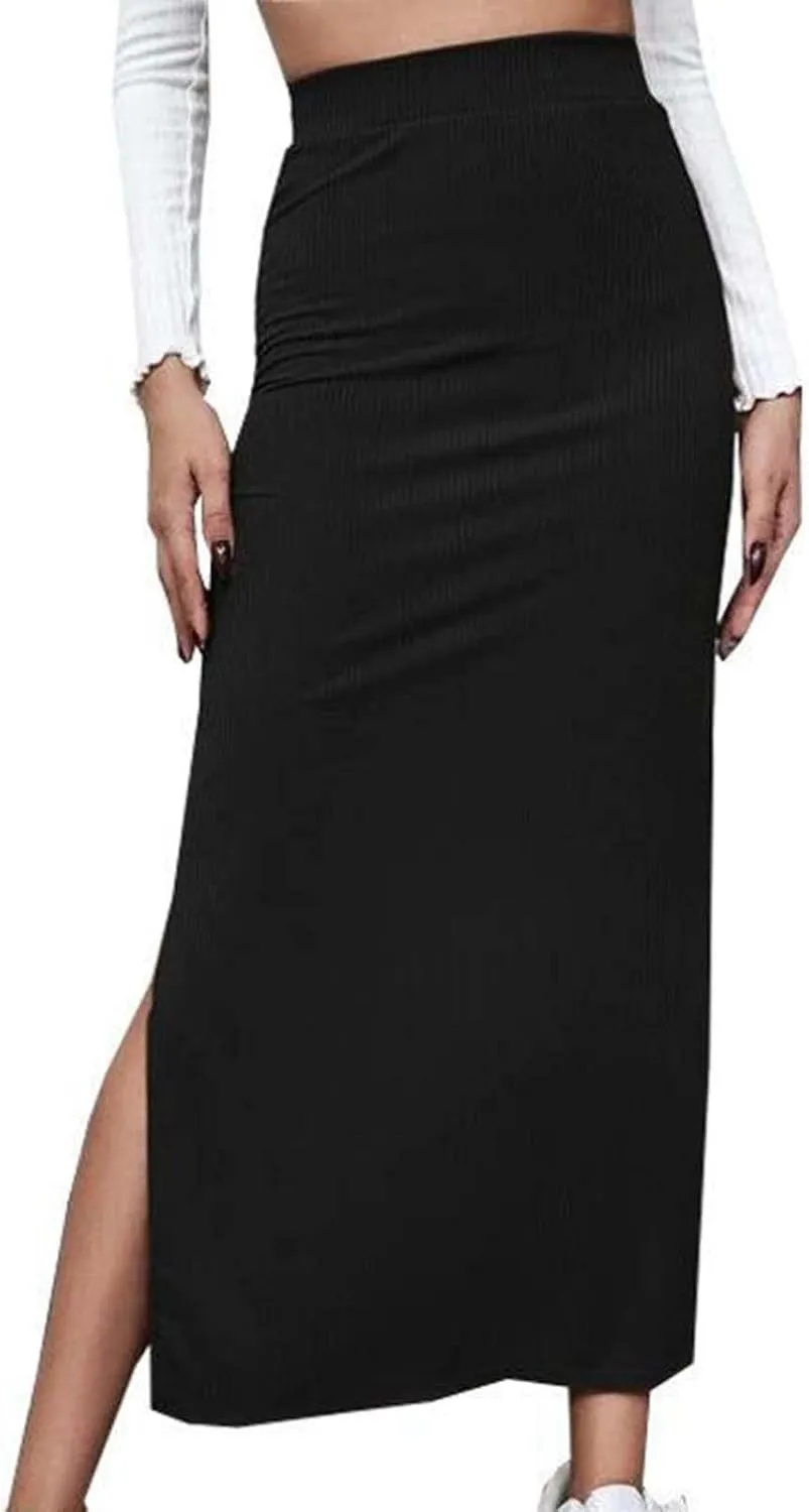 Ladies Skorts Skirt for Women Ribbed Wrap Slit Pencil Criss Cross Basic Maxi Long Skorts 2025 Regular Fit