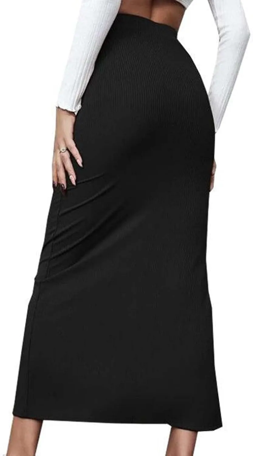 Ladies Skorts Skirt for Women Ribbed Wrap Slit Pencil Criss Cross Basic Maxi Long Skorts 2025 Regular Fit