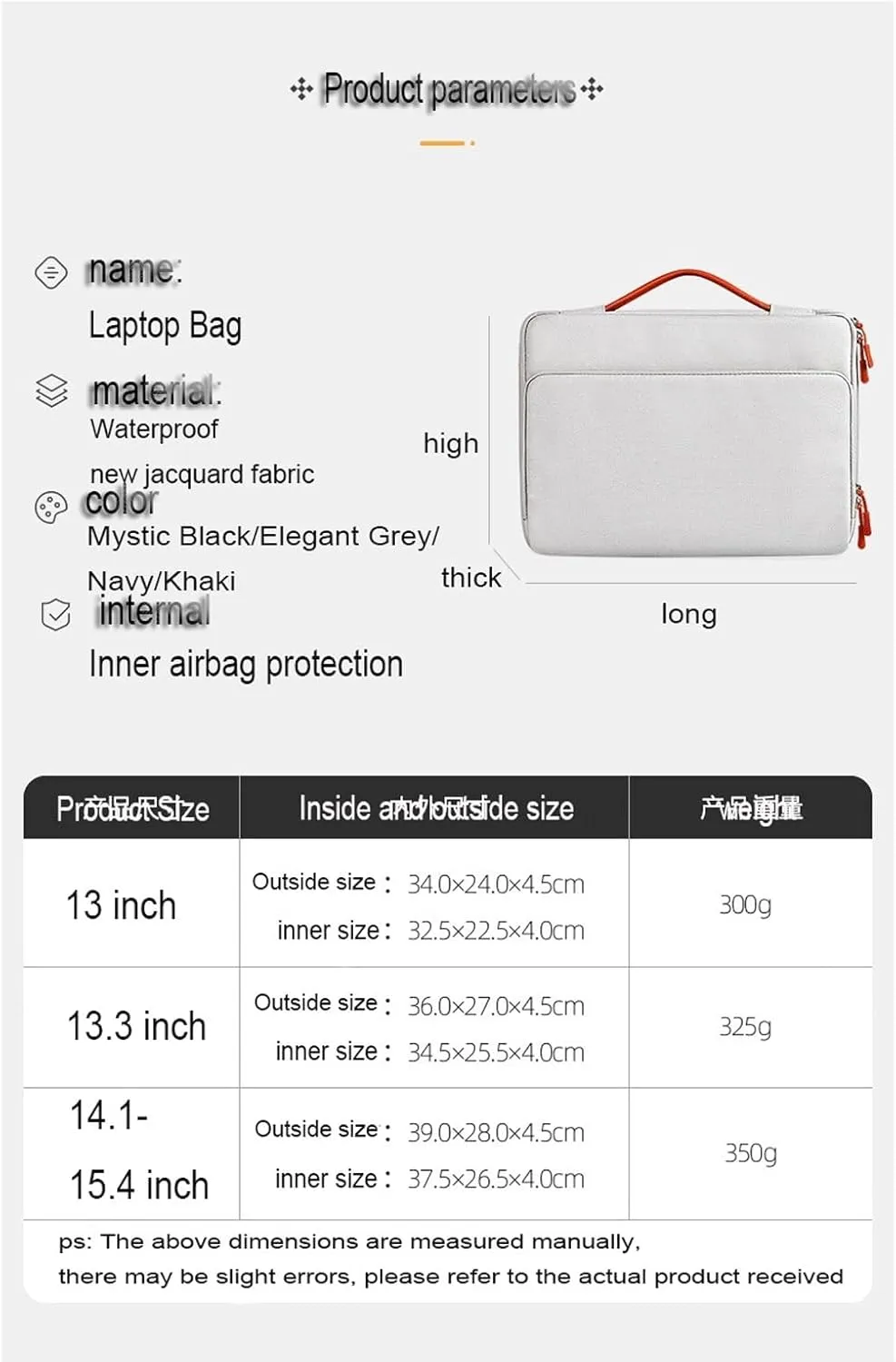 Laptop handbags male and female waterproof large capacity simple design briefcase shockproof bag