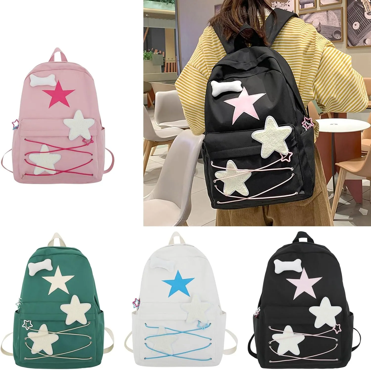 Large Capacity School Bag Japanese Backpack for Women Unique Aesthetic College Bag Casual Laptop Daypack