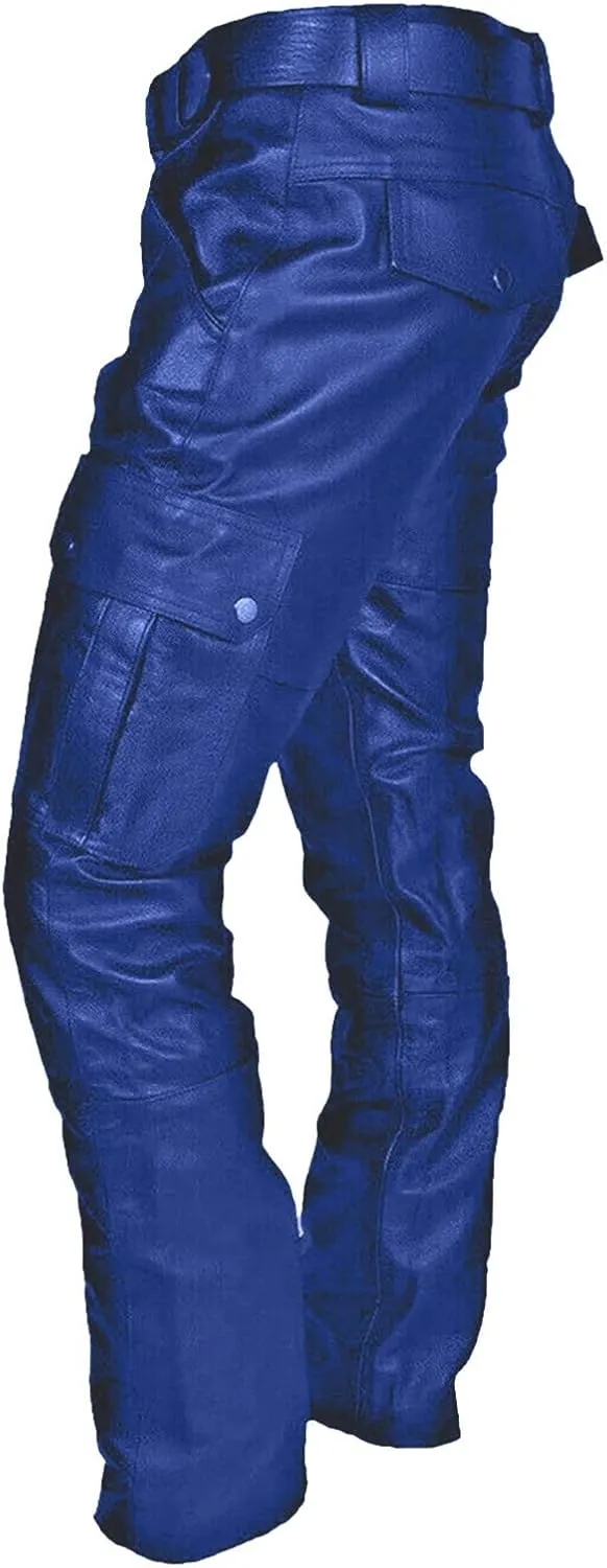 Leather Pants for Men Slim Fit Skinny Stretch Faux Leather Motorcycle Biker Pants Fashion Punk Retro Goth Hip Hop Trousers