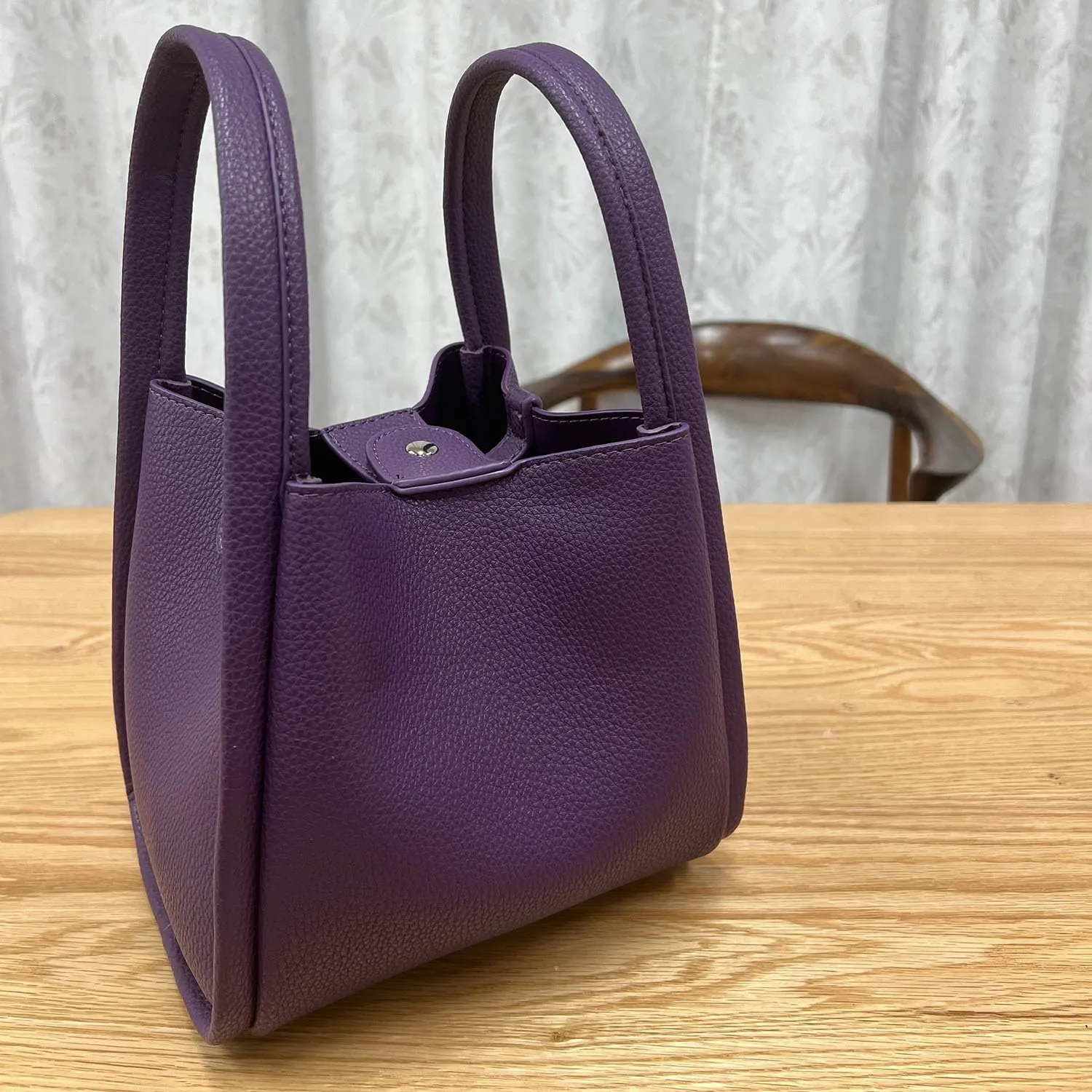 Leather Tote Bag Slouchy Handbag with Zipper Stylish for Women's