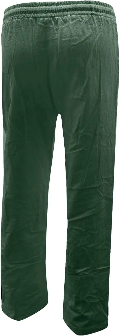 Linen Pants Women Summer,2025 Wide Leg Casual Cotton Linen Pants High Waisted Drawstring Lounge Pants Beach Trousers
