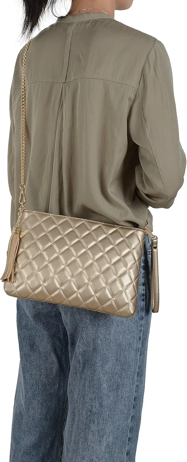 lola mae Women's Wristlet Handbags Simple Quilted Small Clutch Crossbody Bag