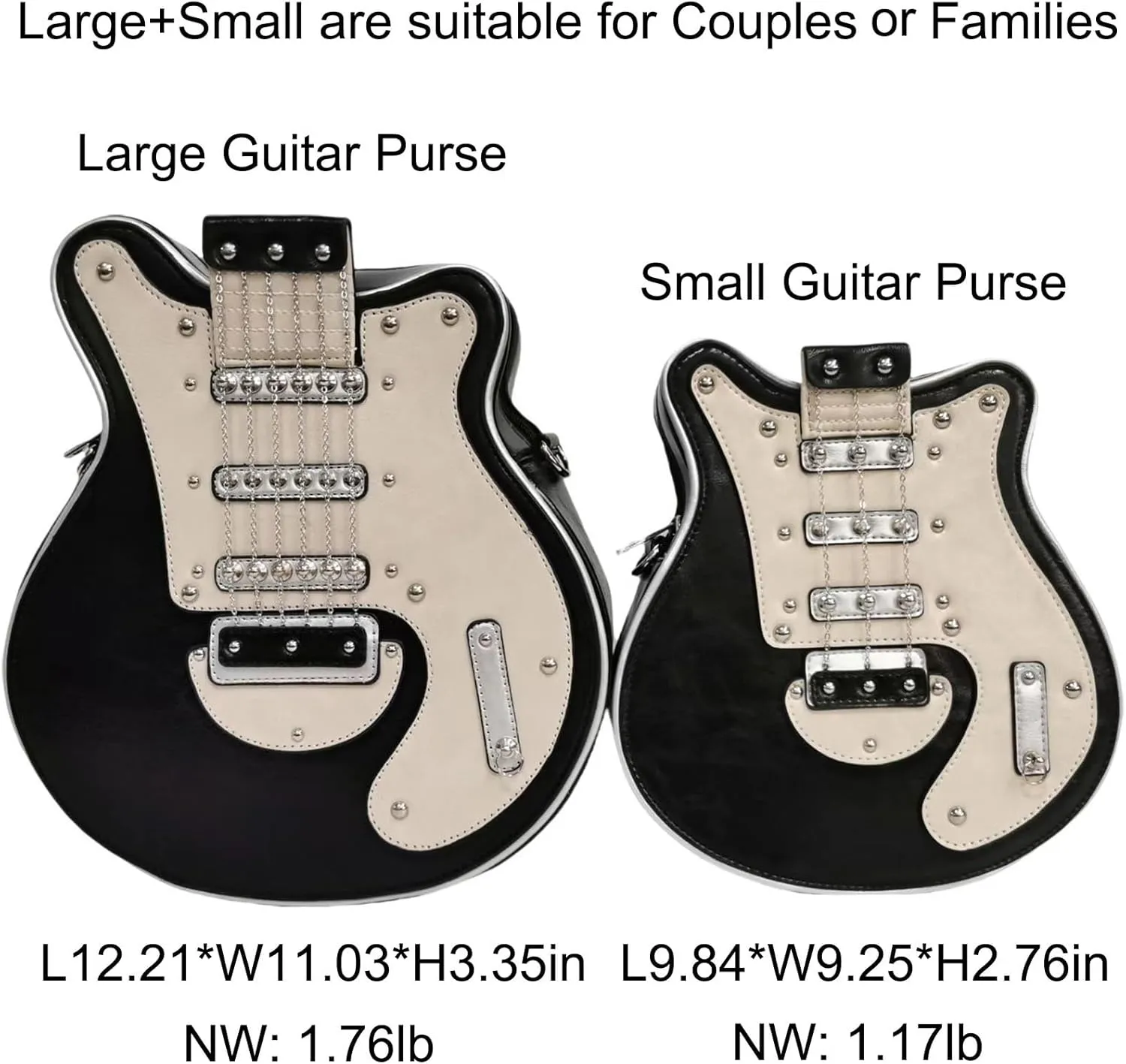 Men and Women Music Guitar Shaped Crossbody Shoulder Bag PU Leather Unique Novelty Guitar Purse