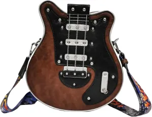 Men and Women Music Guitar Shaped Crossbody Shoulder Bag PU Leather Unique Novelty Guitar Purse