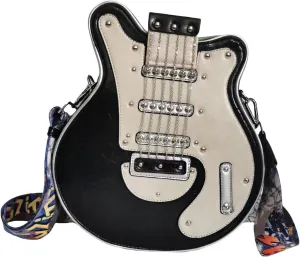 Men and Women Music Guitar Shaped Crossbody Shoulder Bag PU Leather Unique Novelty Guitar Purse