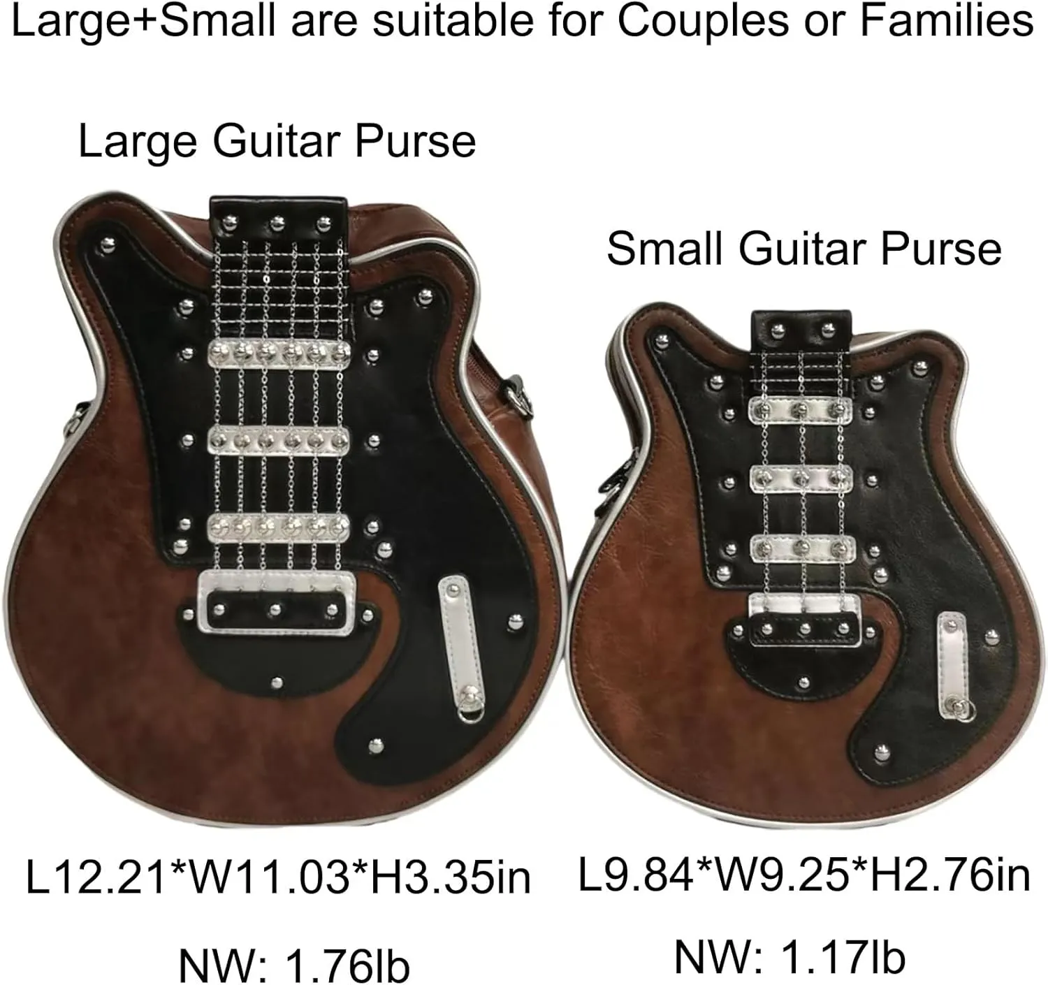 Men and Women Music Guitar Shaped Crossbody Shoulder Bag PU Leather Unique Novelty Guitar Purse