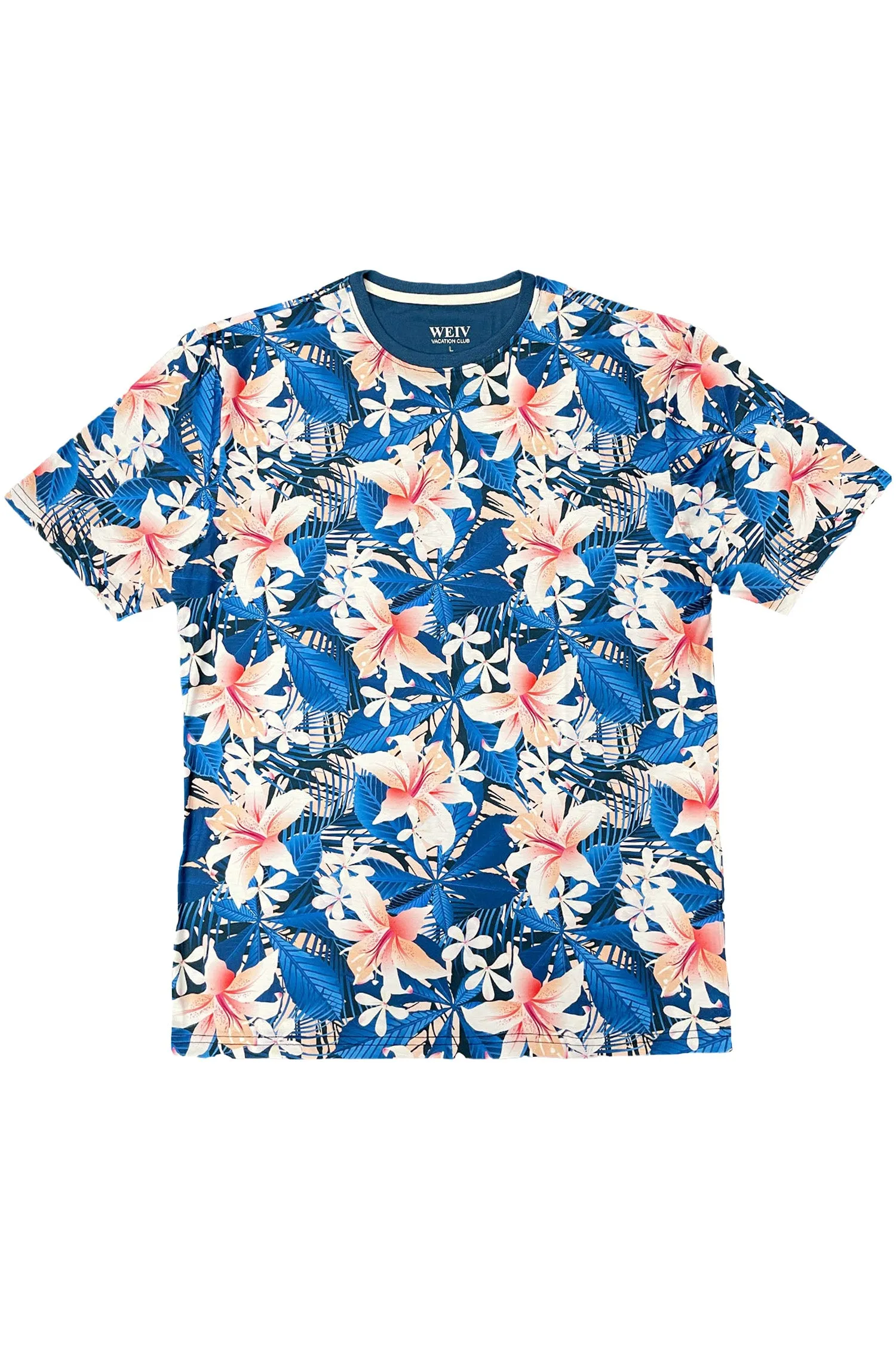 Men's Allover Hawaiian Floral Print Graphic T-Shirt
