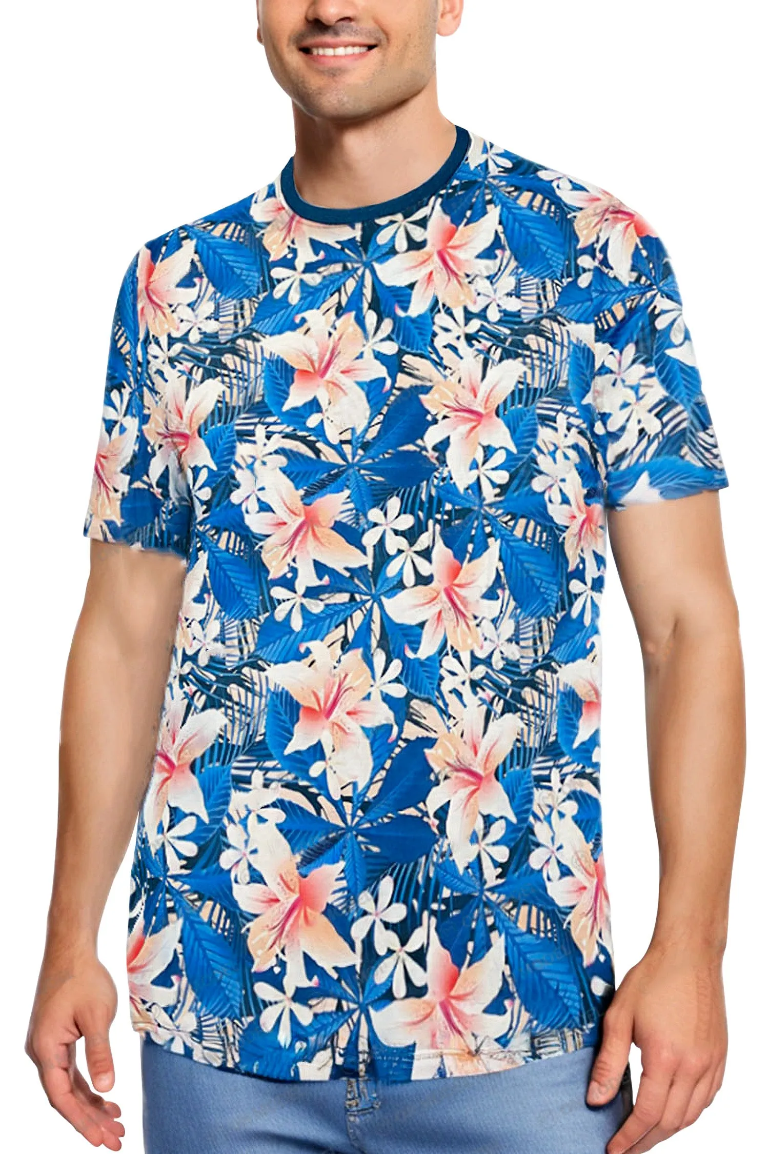 Men's Allover Hawaiian Floral Print Graphic T-Shirt