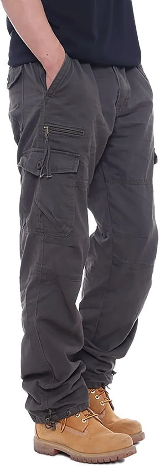 Mens Cargo Pants Baggy Stretch Big and Tall Sweatpants Pockets Loose Fit Hiking Pants Outdoor Plus Size Pants Match