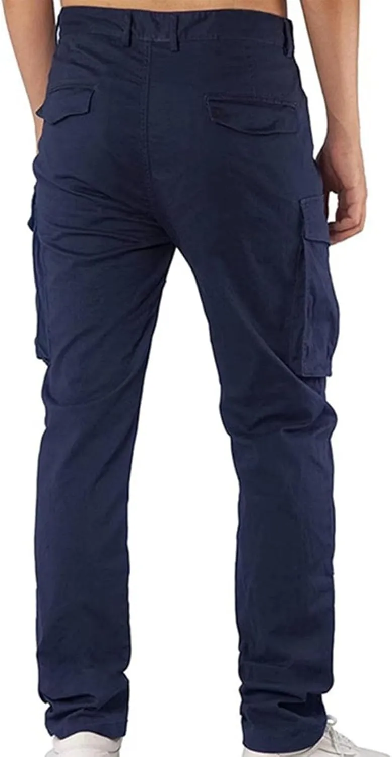 Mens Cargo Pants Slim Fit Loose Casual Sweatpants Lightweight Tactical Pants Multi Pockets Twill Sport Hiking Pants
