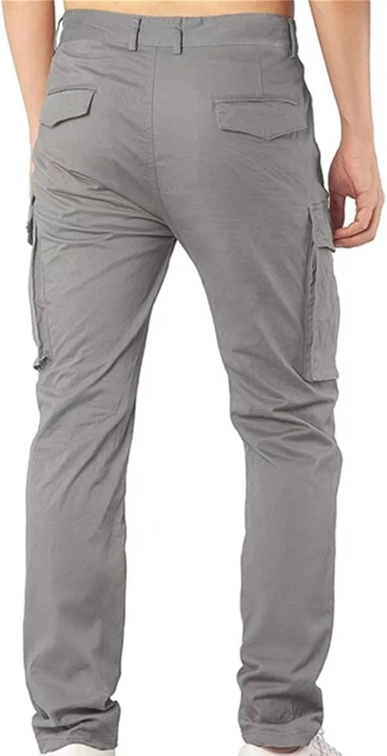 Mens Cargo Pants Slim Fit Loose Casual Sweatpants Lightweight Tactical Pants Multi Pockets Twill Sport Hiking Pants