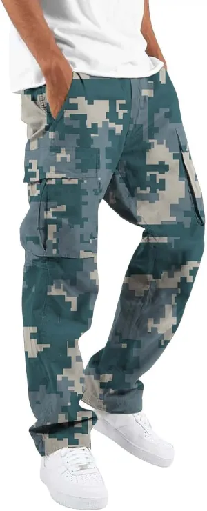 Mens Cargo Pants Slim Fit Men's Wild Cargo Pants Casual Joggers Sweatpants Outdoor Waterproof Hiking Work Pants